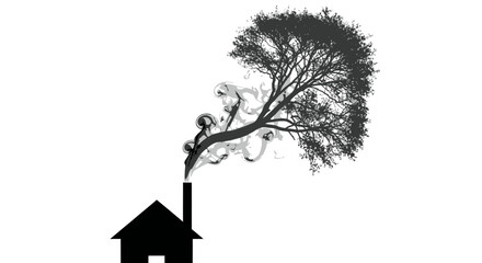 Fototapeta premium Stylized graphic representing the intertwining of nature and human habitation