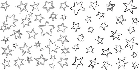 Whimsical Hand-Drawn Star Doodles and Outlines Pattern