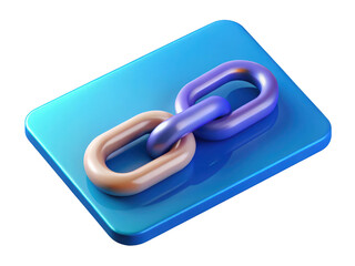 3d rendered chain link illustration symbolizing connection on blue platform network node 3d illustration isolated on transparent background