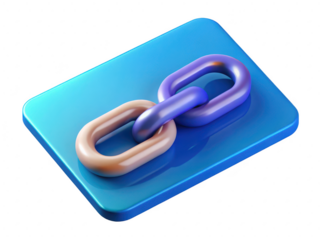 3d rendered chain link illustration symbolizing connection on blue platform network node 3d illustration isolated on transparent background