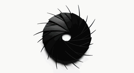 Obraz premium Symmetrical black aperture illustration representing focus and precision optics concept