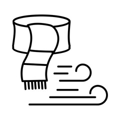 Winter Scarf with Wind - Stylish autum line icon Design for Cold Weather