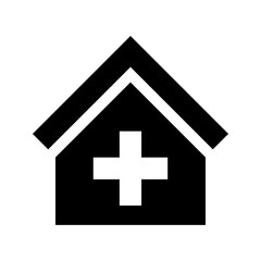 Obraz premium Hospital building vector icon. Icon of hospital building flat style. aid sign.
