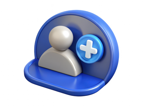 Add user sign up join contact blue icon symbol 3d illustration isolated on transparent background - Powered by Adobe