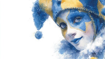 Colorful Watercolor Illustration of Festive Venetian Carnival with Masks