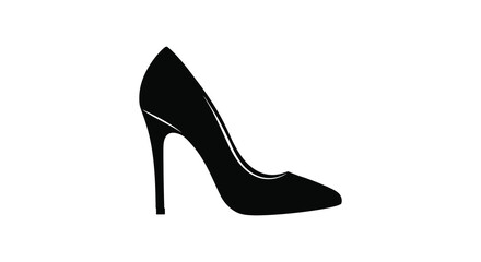 Elegant black high heel footwear presented in a striking black silhouette