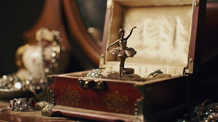 Antique Music Box with Ballerina Figurine
