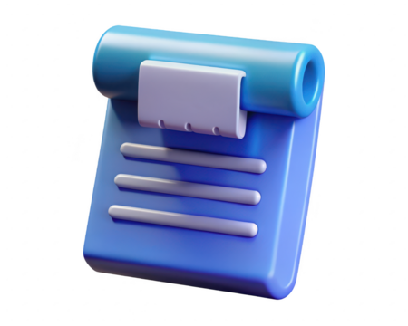 Cartoonish clipboard icon document illustration list task management reminder task assignment concept 3d illustration isolated on transparent background