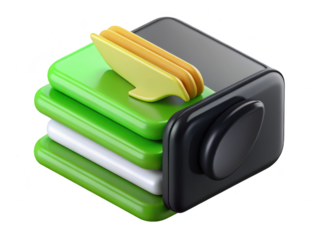 Download file graphic 3d icon transfer data storage backup process green white 3d illustration isolated on transparent background