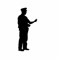 Silhouette of officer explaining community service duties white background silhouette
