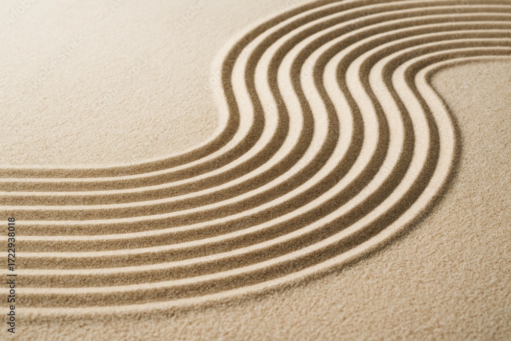 Poster abstract wavy sand pattern with soft shadows on a light beige background symbolizing calmness, mindf