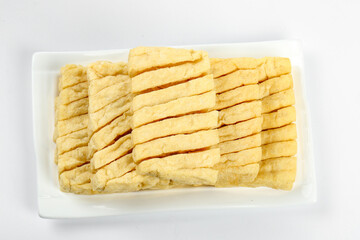 Dried Tofu Skewers on White Plate - Chinese Henan Cuisine Vegetarian Protein Food