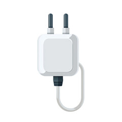 Clean White Power Charger Plug with Short Connected Cable