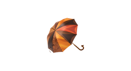 Colorful umbrella isolated on transparent background, a vibrant and stylish accessory for protection from rain and sun with a unique design and pattern