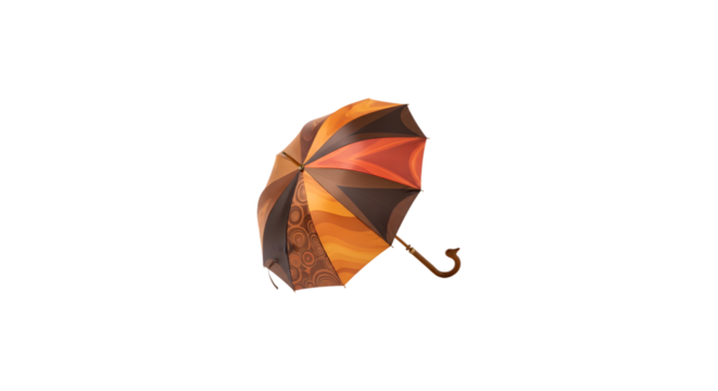 Colorful umbrella isolated on transparent background, a vibrant and stylish accessory for protection from rain and sun with a unique design and pattern