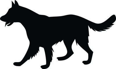 Majestic canine silhouette walking, a modern icon for pet lovers or branding, representing loyalty, agility, and strength in simple, elegant design