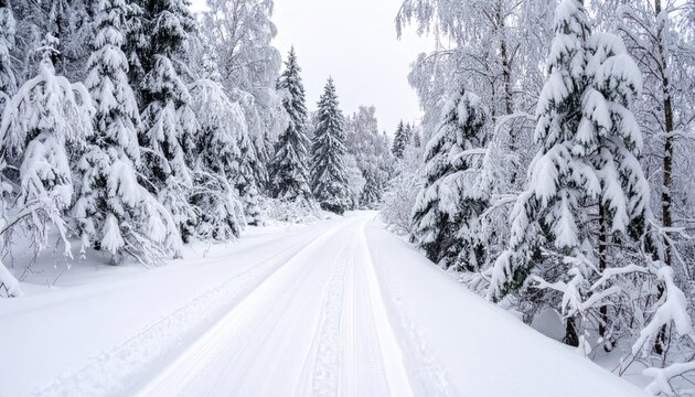 Snowy winter forest road (1)