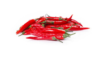Fresh Red Hot Chili Peppers Sichuan Chaotian Spicy Cooking Ingredients Isolated White Background