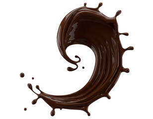 chocolate splash isolated on a white background. 3d render