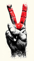 Banksy Stencil Art Peace Sign Hand Gesture in Monochrome Urban Street Art Style Graffiti Activism and Anti War Symbolism Creative Protest Artwork