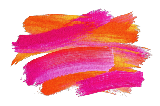 Vibrant brushstrokes in orange and pink