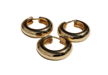 Three gold hoop earrings