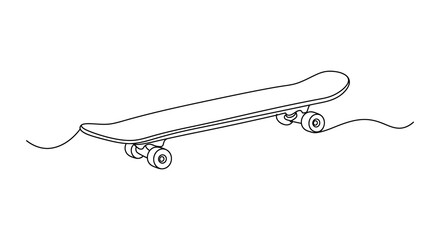 Simple line drawing of a skateboard clean minimalist style silhouette © nhpvect02