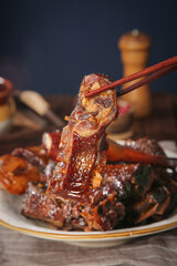Liyang Maoshan Five Spice Preserved Steamed Goose Pork with Chopsticks - Traditional Chinese Cuisine