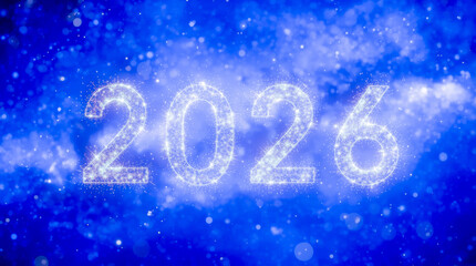 luminous 2026 digits. Merry Christmas and Happy New year