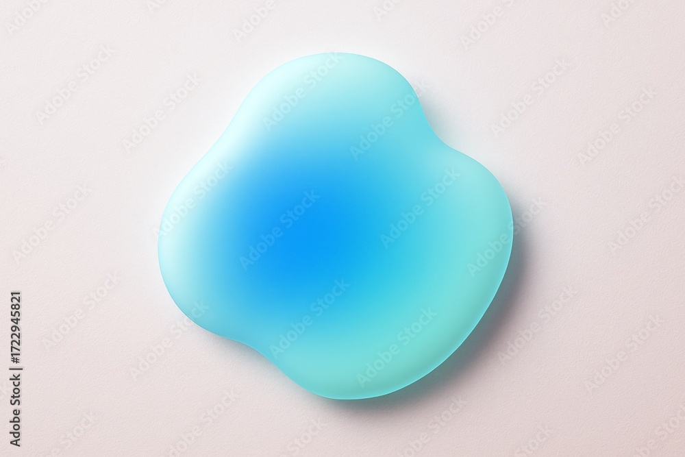 Poster abstract blue glowing organic shape with soft gradients isolated on light textured background. creat