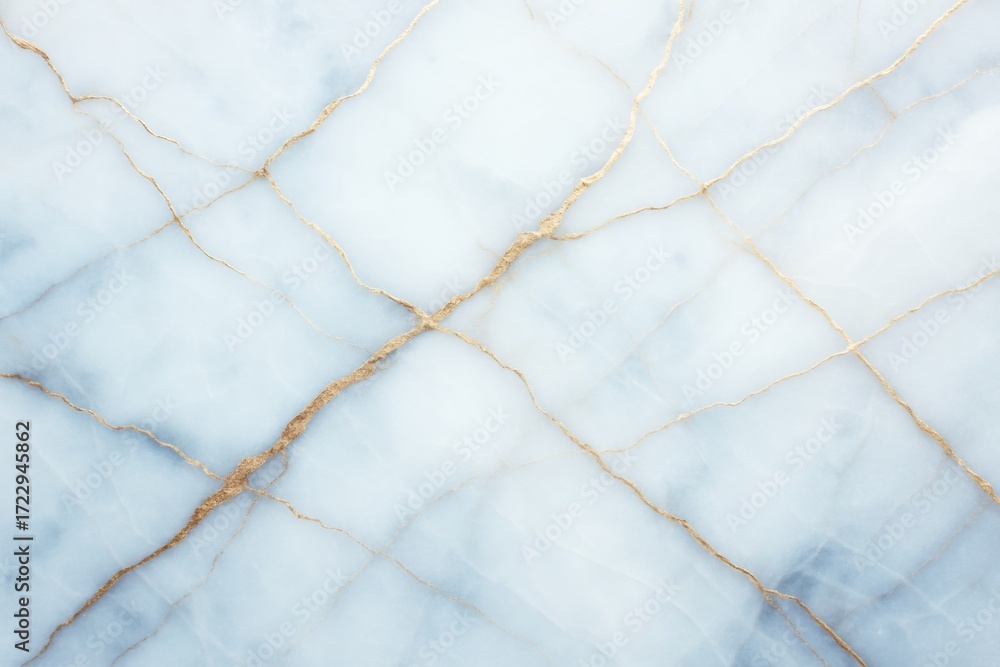 Poster abstract light marble background with elegant golden vein patterns on soft blue surface, ideal for l