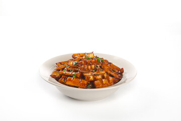 Sautéed Bamboo Shoots with Mushrooms in Savory Sauce - Traditional Asian Cuisine Dish