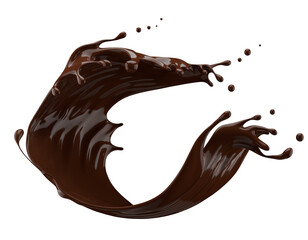 chocolate splash isolated on a white background. 3d render