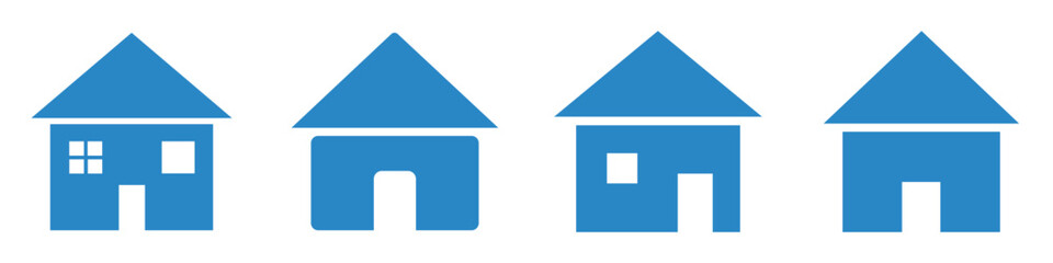 Set of four blue stylized house icons vector illustration scalable eps vector