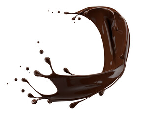 chocolate splash isolated on a white background. 3d render