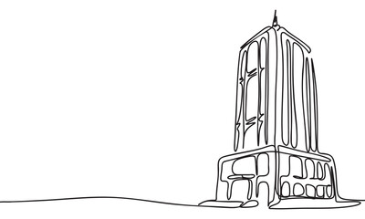 Architectural Sketch Continuous Line Drawing of a Tower