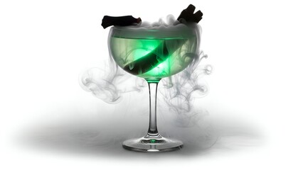A Spooky Green Cocktail with Dry Ice Smoke, Perfect for Halloween and Themed Parties