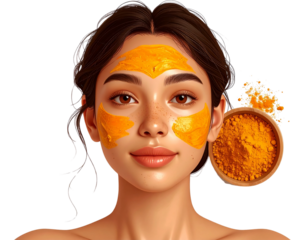 Woman with facial acne using herbal spa treatment | Ayurveda skincare illustration