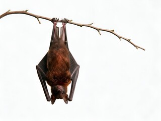 Intriguing Hanging Bat A Close-Up View of a Nocturnal Creature