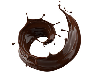 chocolate splash isolated on a white background. 3d render