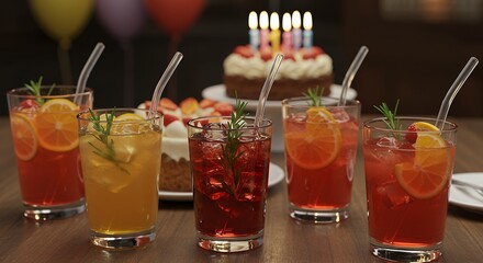 Birthday drinks and cake