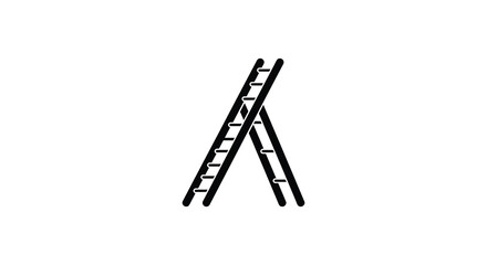 A simple black and white illustration of a crossed ladder silhouette