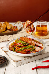 Homemade Sichuan Smoked Sausage with Peppers - Traditional Chinese Farmers Cuisine