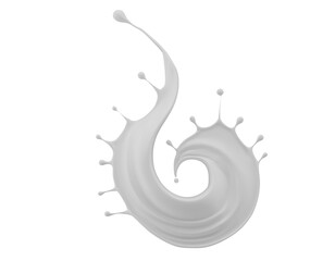 milk splash isolated on a white background. 3d render