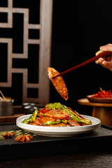 Spicy Sichuan Sausage Stir Fry with Peppers - Traditional Chinese Cuisine