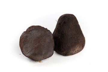 Fresh Black Daikon Radish Vegetables Isolated on White Background for Healthy Asian Cooking