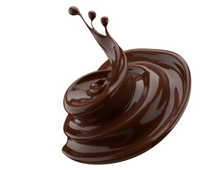 chocolate splash isolated on a white background. 3d render