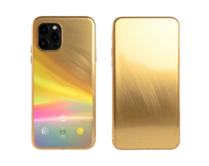Premium golden smartphone front and back view
