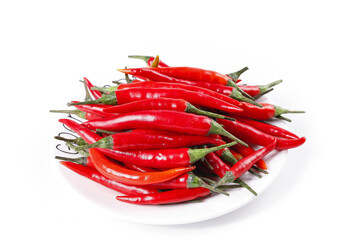 Fresh Red Chili Peppers on White Plate - Spicy Hot Peppers for Cooking