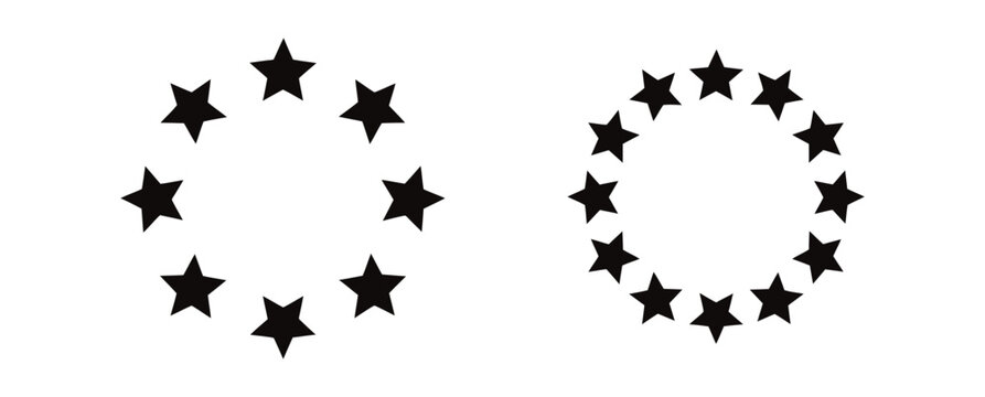 WebElegant star circle designs for your creative projects, featuring minimalist celestial elements that offer a touch of modern style and versatility in black, perfect for branding and more